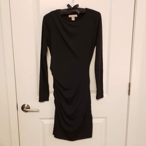 Banana Republic Black Long-Sleeve Ruched Dress